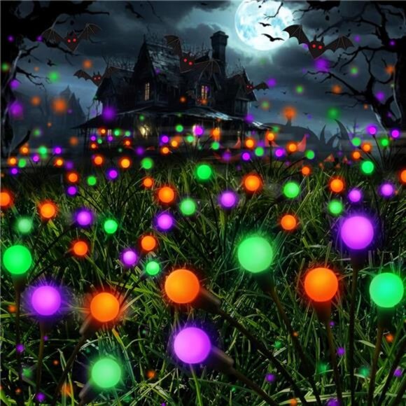 6 Pack Halloween Decorations Outdoor Solar Pathway Lights, Solar Firefly Lights - Picture 1 of 7
